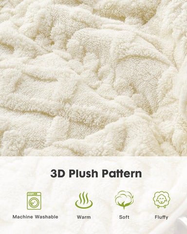 Jacquard Weighted Blanket for Adults, 3D Cable Pattern 12lb/15lb/20lb Beige| Uttermara