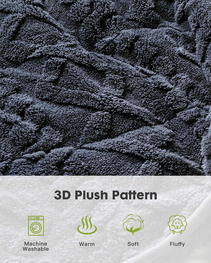 Jacquard Sherpa Weighted Blankets | Chunky Knitting Stripe | Dark Grey