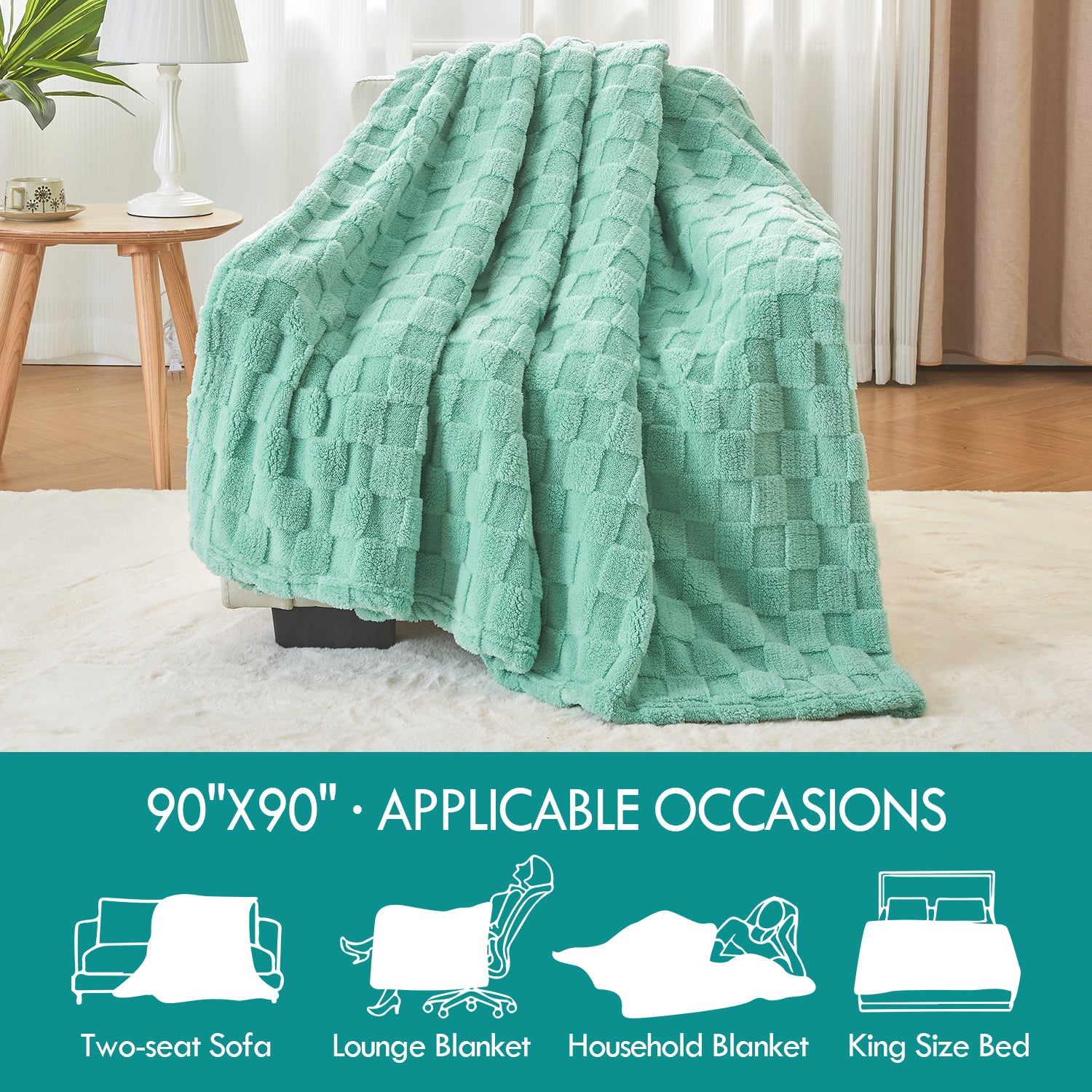 SageGreenFleeceBlanket_Soft_Lightweight3DCheckeredBlanketforCouch_Sofa_orBed_PremiumWarmAll-SeasonBlanket_MachineWashable-0015