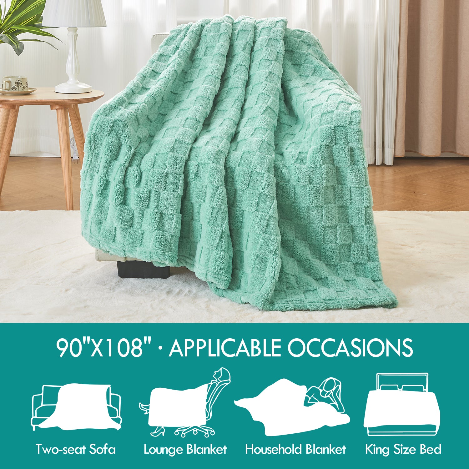 SageGreenFleeceBlanket_Soft_Lightweight3DCheckeredBlanketforCouch_Sofa_orBed_PremiumWarmAll-SeasonBlanket_MachineWashable-0016