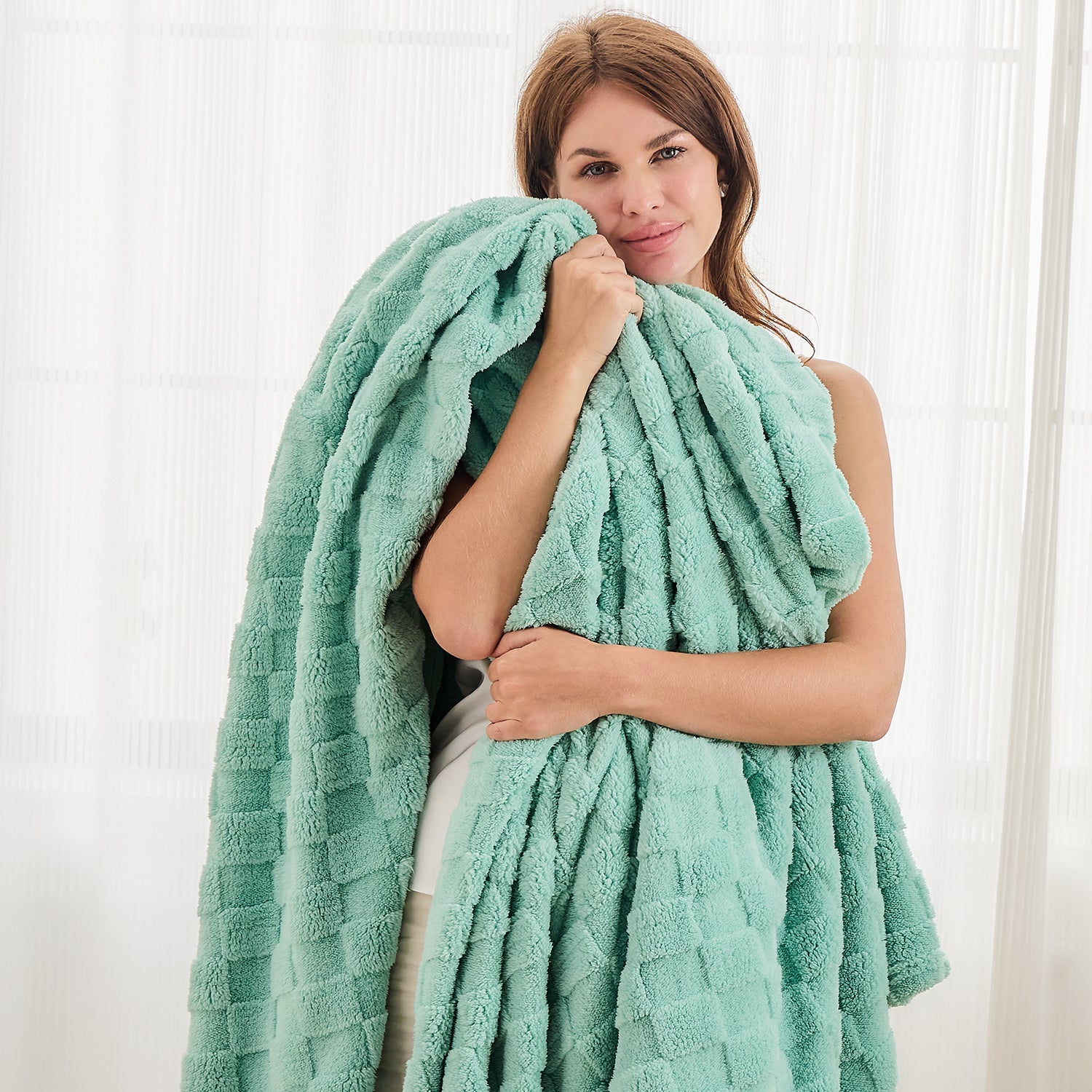 SageGreenFleeceBlanket_Soft_Lightweight3DCheckeredBlanketforCouch_Sofa_orBed_PremiumWarmAll-SeasonBlanket_MachineWashable-002