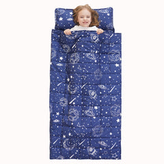 Uttermara 2-in-1 Nap Mat with Weighted Blanket for Kids Sky Blue 50" x 20"