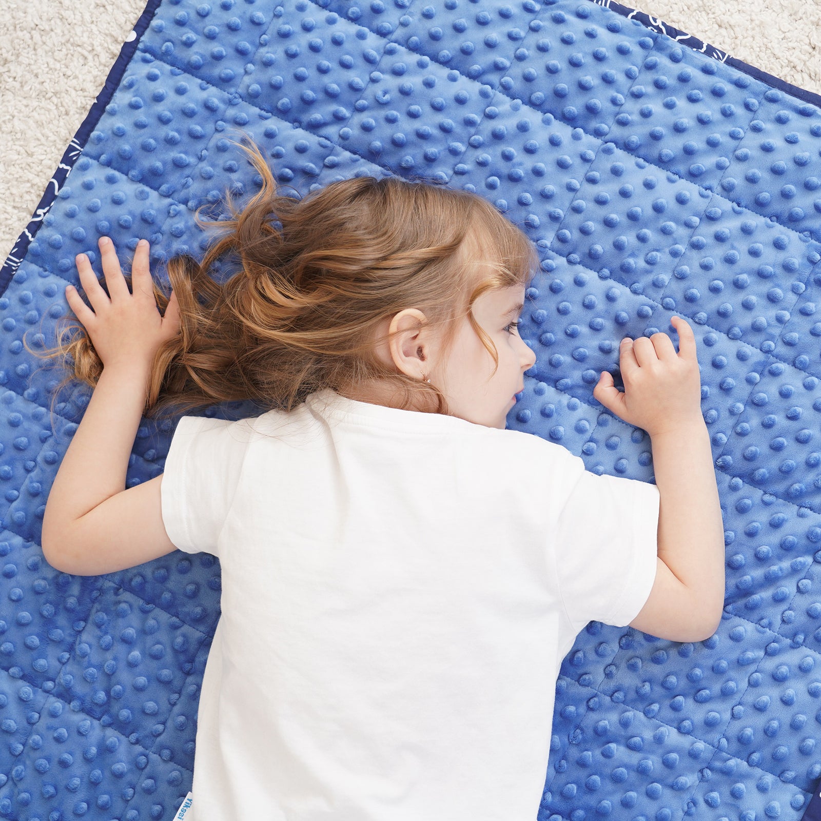 Uttermara 2-in-1 Nap Mat with Weighted Blanket for Kids Sky Blue 50" x 20"