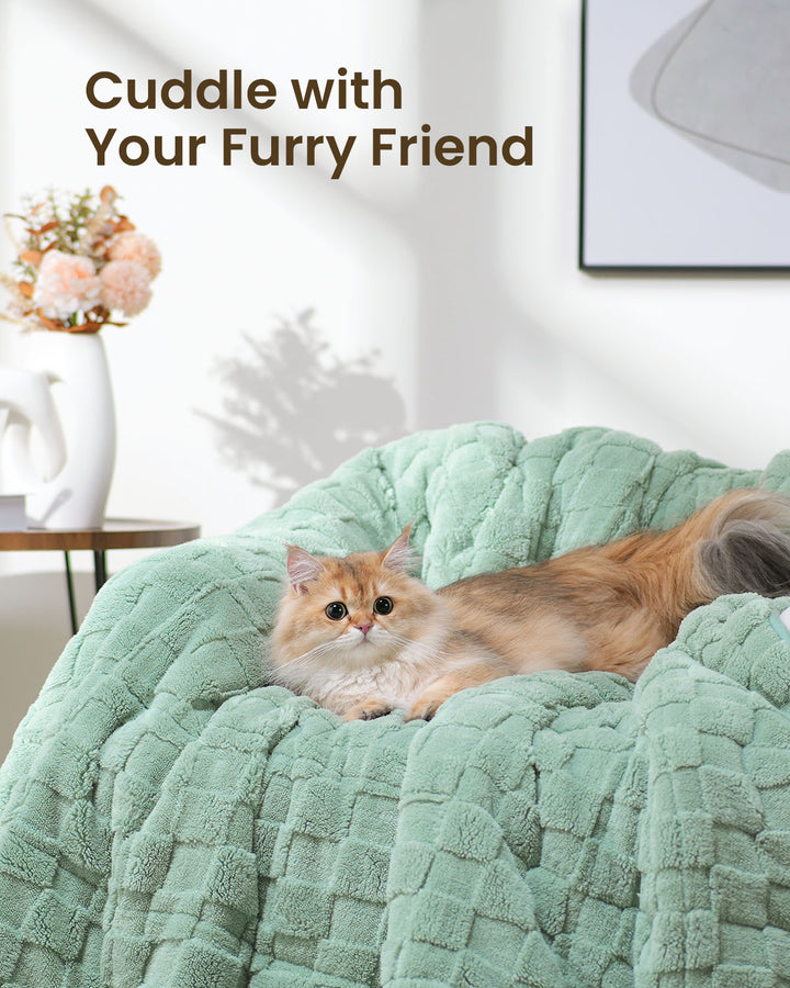 Fleece Checkerboard Weighted Blankets | Light Green