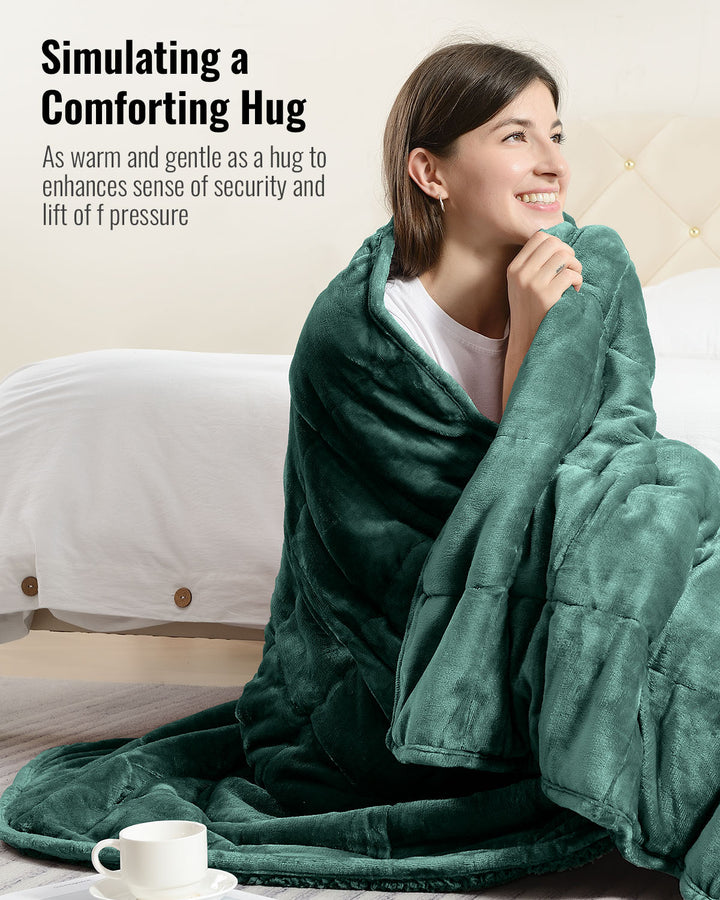 Flannel Sherpa Fleece Weighted Blankets | Green