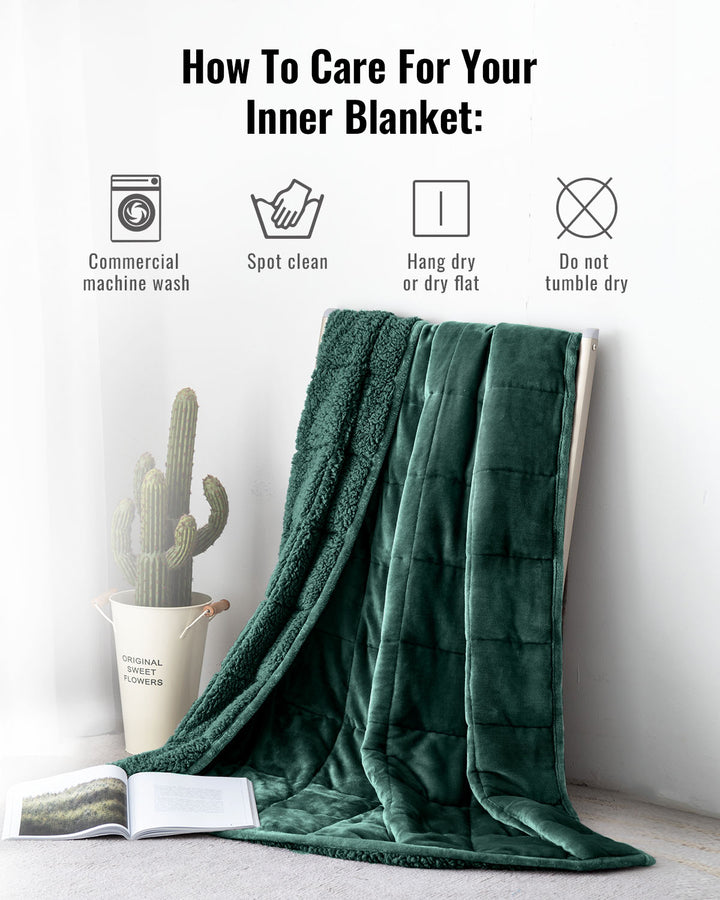 Flannel Sherpa Fleece Weighted Blankets | Green