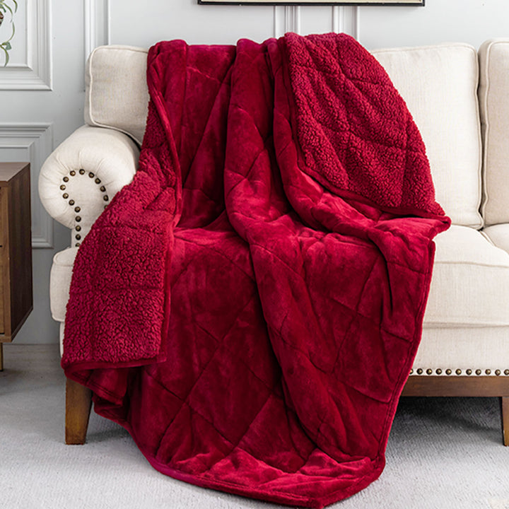 Flannel Sherpa Fleece Weighted Blankets | Red