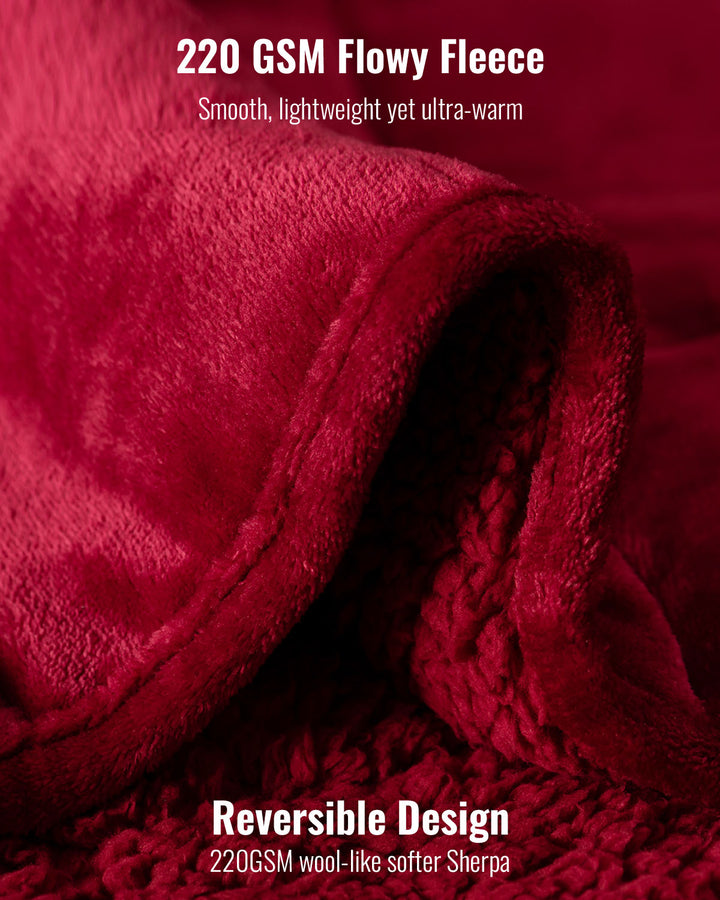 Flannel Sherpa Fleece Weighted Blankets | Red