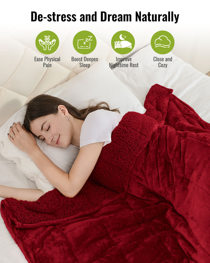 Flannel Sherpa Fleece Weighted Blankets | Red