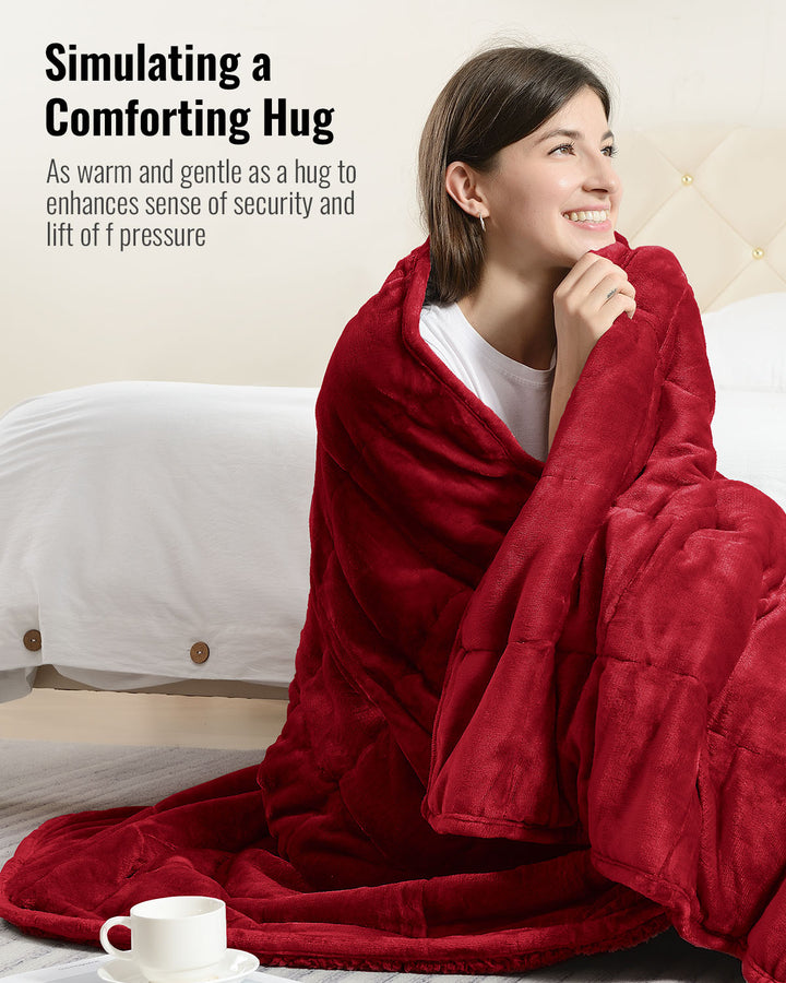 Flannel Sherpa Fleece Weighted Blankets | Red