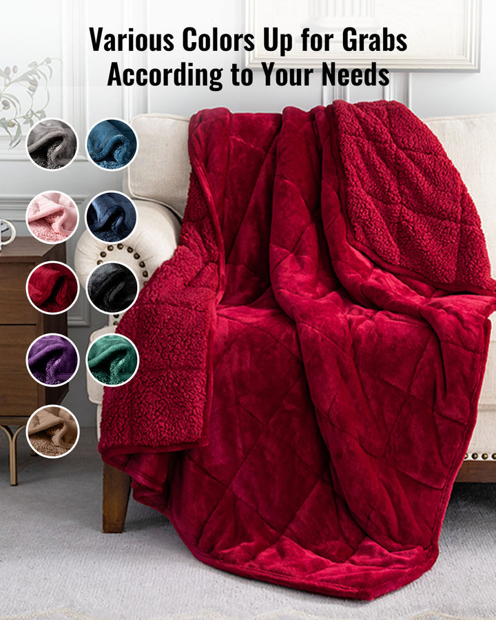 Flannel Sherpa Fleece Weighted Blankets | Red