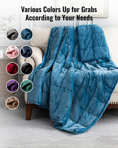 Uttermara Sherpa Fleece Weighted Blankets 12/15/20 lbs – Slate Blue