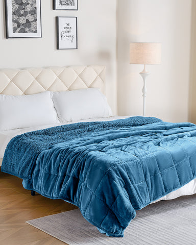 Uttermara Sherpa Fleece Weighted Blankets 12/15/20 lbs – Slate Blue