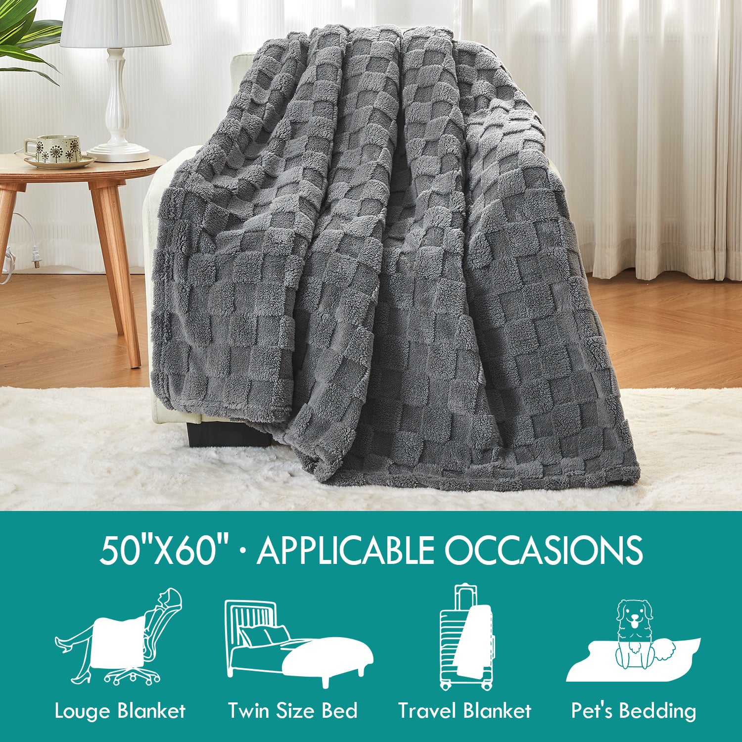 Uttermara Gray Fleece Blanket