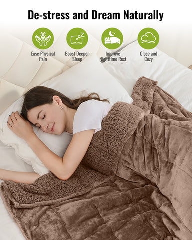 Uttermara Sherpa Fleece Weighted Blankets for Adults 15lbs_Brown-003