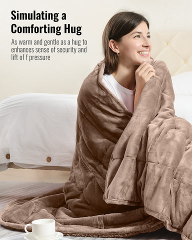 Uttermara Sherpa Fleece Weighted Blankets for Adults 15lbs_Brown-004