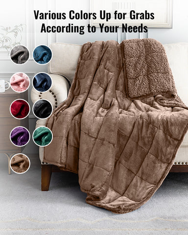 Uttermara Sherpa Fleece Weighted Blankets for Adults 15lbs_Brown-006