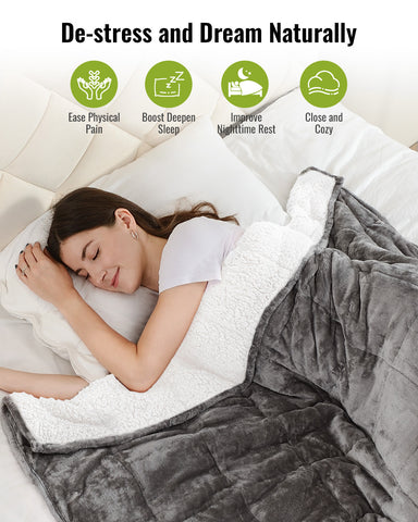 Flannel Sherpa Fleece Weighted Blankets | Gray