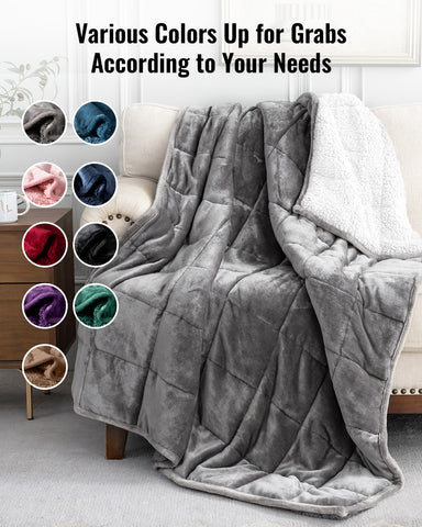 Flannel Sherpa Fleece Weighted Blankets | Gray