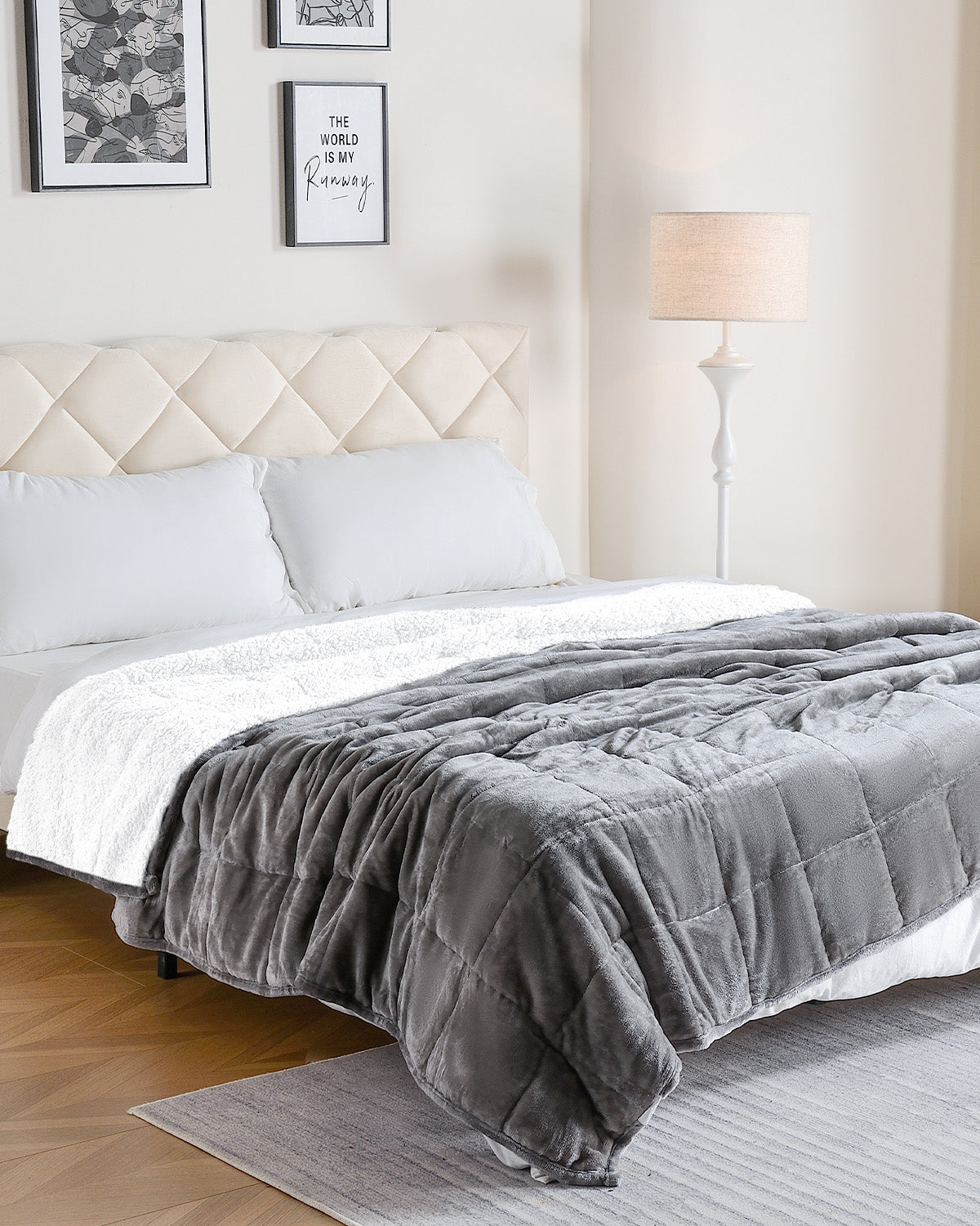 Flannel Sherpa Fleece Weighted Blankets | Gray