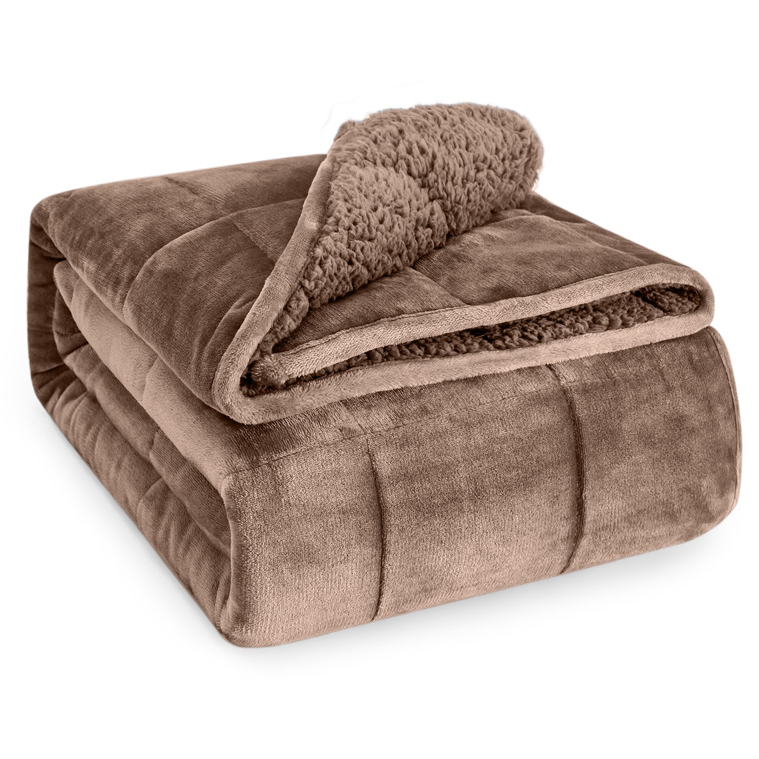 Uttermara Sherpa Fleece Weighted Blankets for Adults 15lbs_Brown-003