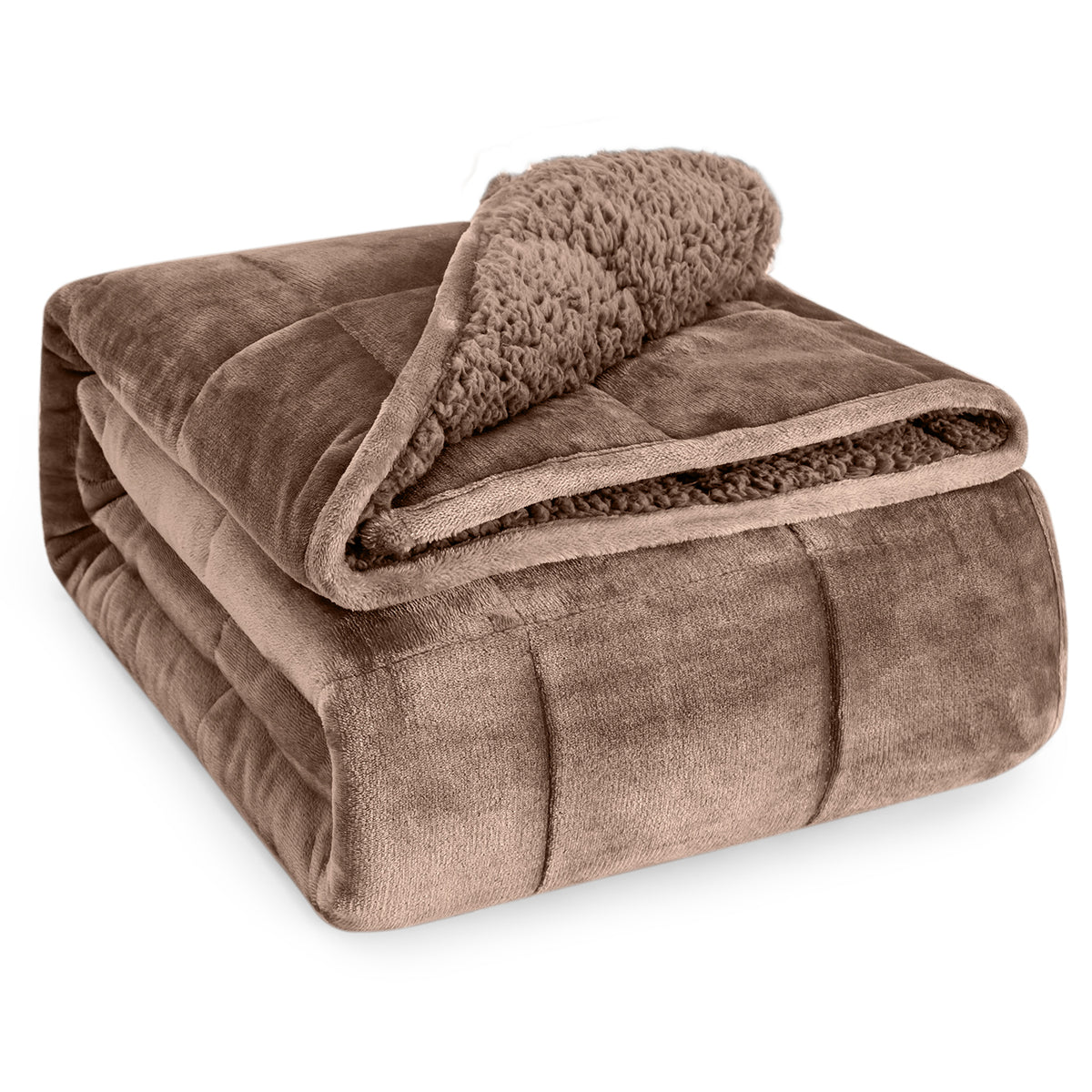 Uttermara Sherpa Fleece Weighted Blankets for Adults 15lbs_Brown-003