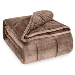 Uttermara Sherpa Fleece Weighted Blankets for Adults 15lbs_Brown-003