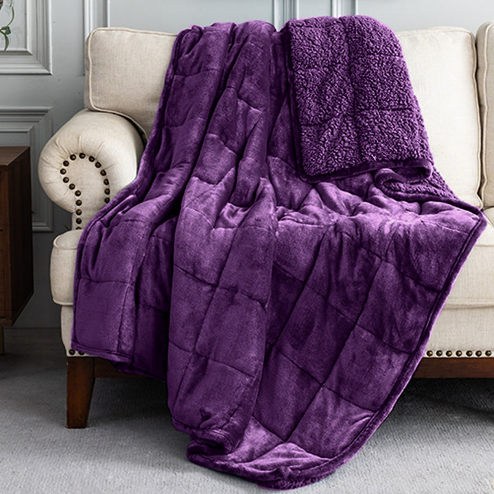 Flannel Sherpa Fleece Weighted Blankets | Purple