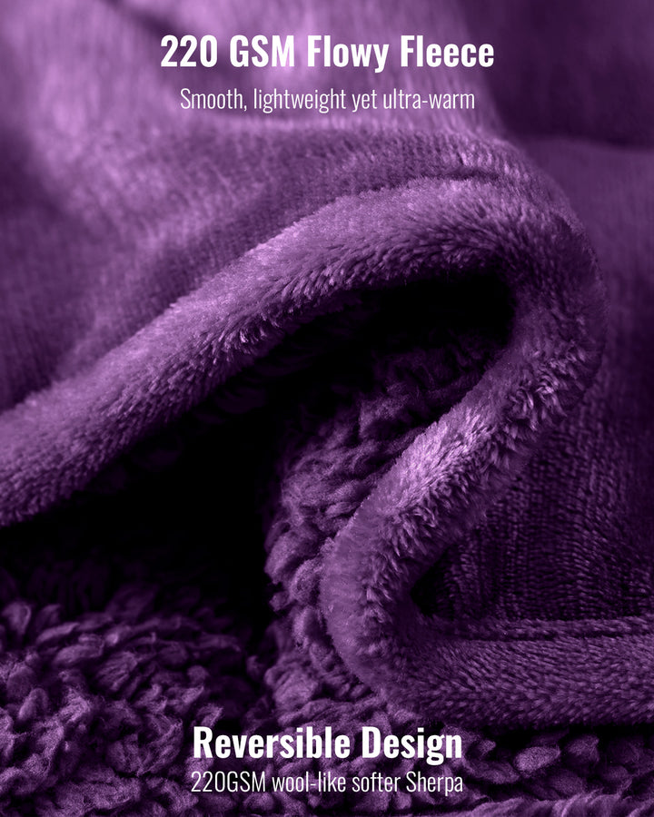 Flannel Sherpa Fleece Weighted Blankets | Purple