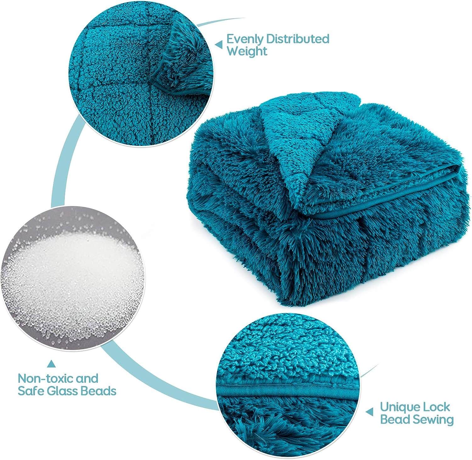 Uttermara Weighted Blanket Queen Size 12/15/20 lbs for Adults , Long Shaggy Faux Fur and Cozy Warm Sherpa Reverse Weighted Blankets for Winter, Thick Heavy Blanket for Sofa Bed, Rainbow-0038