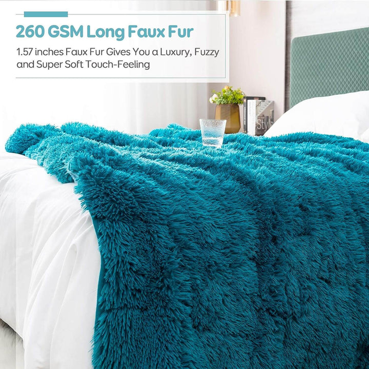 Uttermara Weighted Blanket Queen Size 12/15/20 lbs for Adults , Long Shaggy Faux Fur and Cozy Warm Sherpa Reverse Weighted Blankets for Winter, Thick Heavy Blanket for Sofa Bed, Rainbow-0039