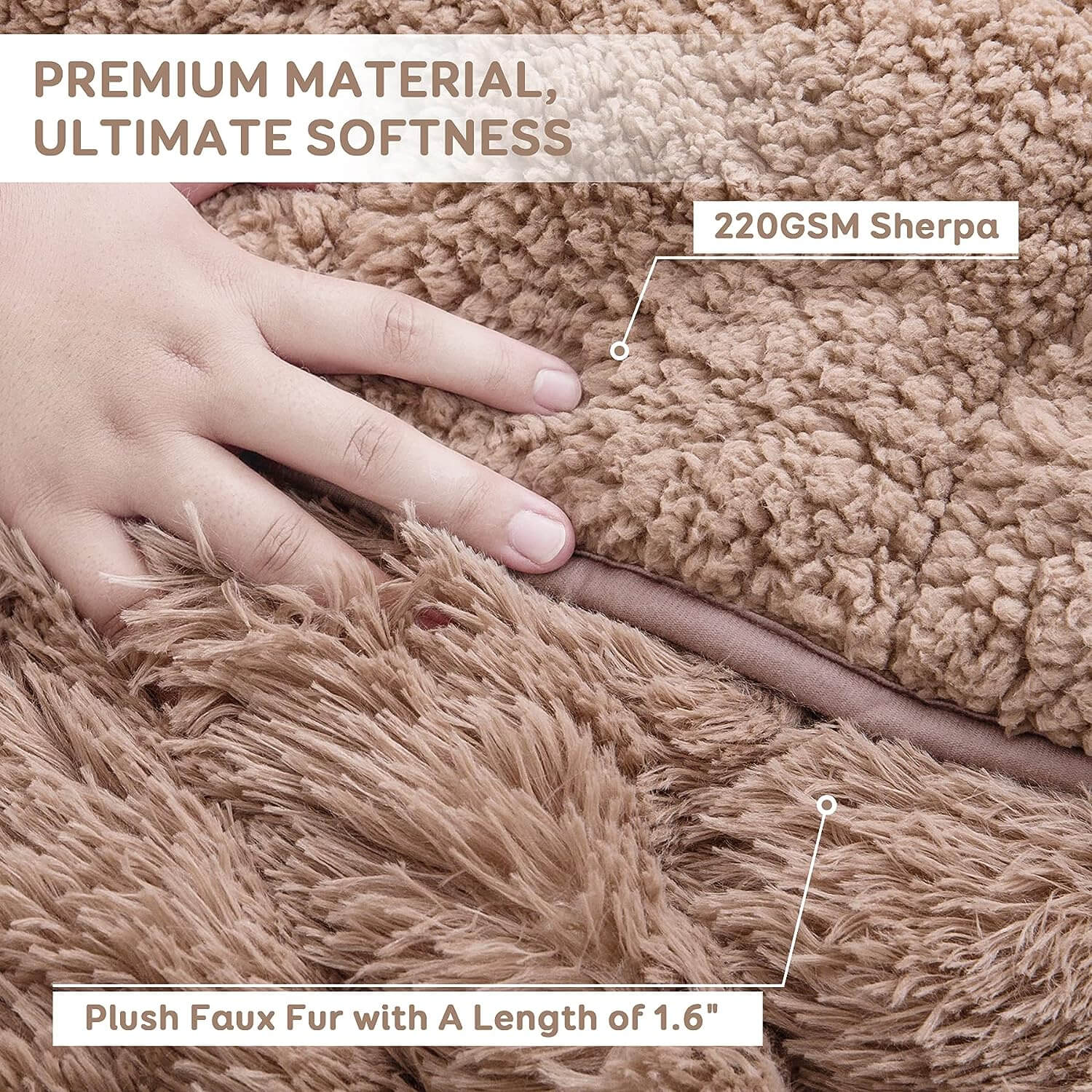 Uttermara Weighted Blanket Queen Size 12/15/20 lbs for Adults , Long Shaggy Faux Fur and Cozy Warm Sherpa Reverse Weighted Blankets for Winter, Thick Heavy Blanket for Sofa Bed, Rainbow-0044