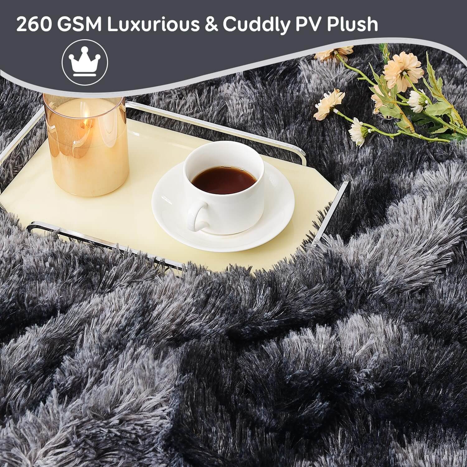 Uttermara Weighted Blanket Queen Size 12/15/20 lbs for Adults , Long Shaggy Faux Fur and Cozy Warm Sherpa Reverse Weighted Blankets for Winter, Thick Heavy Blanket for Sofa Bed, Rainbow-0052