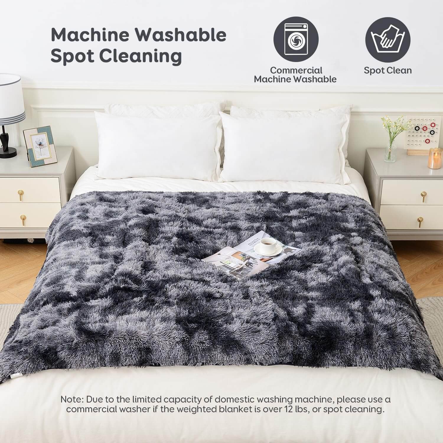 Uttermara Weighted Blanket Queen Size 12/15/20 lbs for Adults , Long Shaggy Faux Fur and Cozy Warm Sherpa Reverse Weighted Blankets for Winter, Thick Heavy Blanket for Sofa Bed, Rainbow-0054