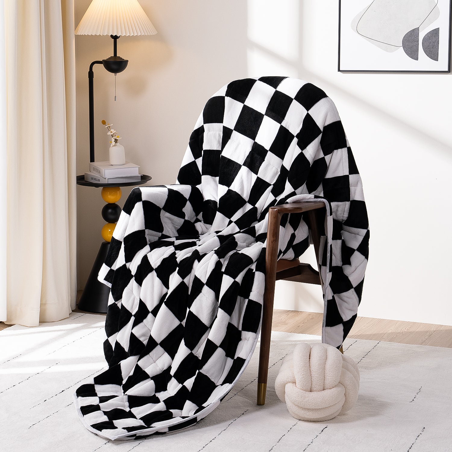 Reversible Checkerboard Print Heavy Blanket | Uttermara