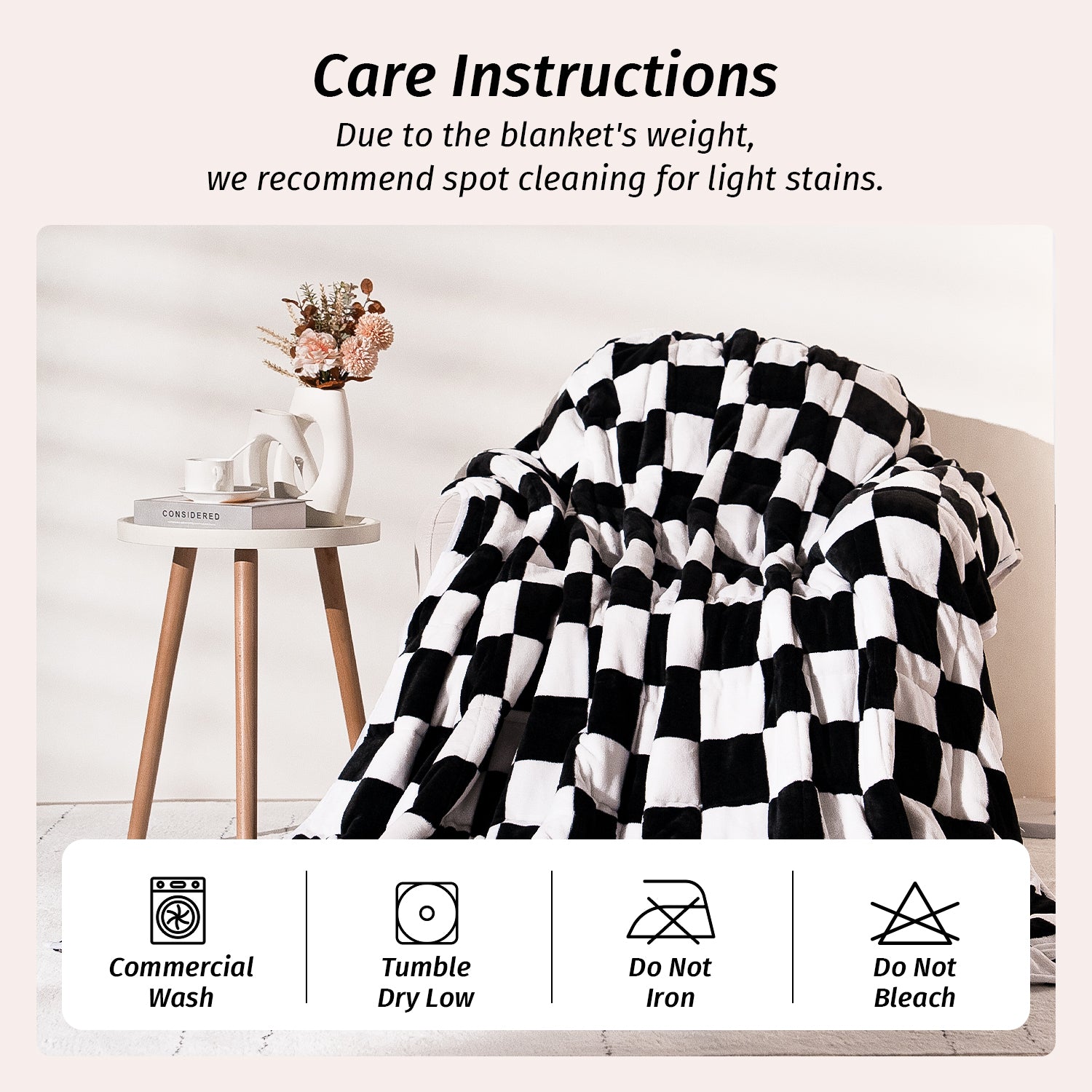 Reversible Checkerboard Print Heavy Blanket | Uttermara