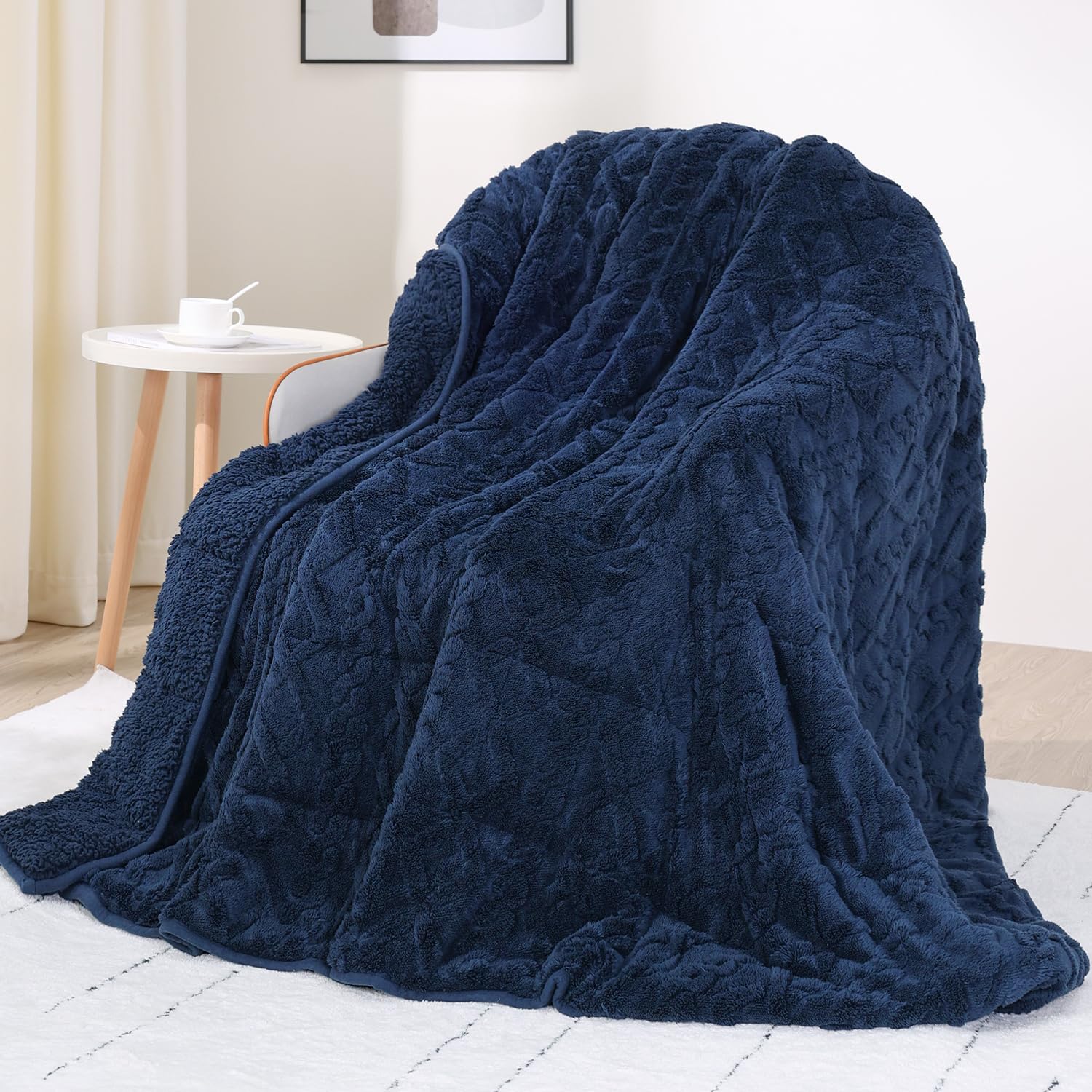 Uttermara Sherpa Fleece Weighted Blankets 12/15/20 lbs – Navy Blue