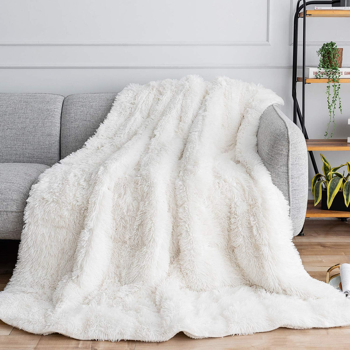 Jacquard Pattern Sherpa Weighted Blanket White