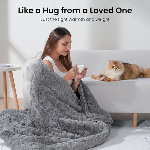 Jacquard Sherpa Weighted Blankets | Chunky Knitting Stripe | Gray