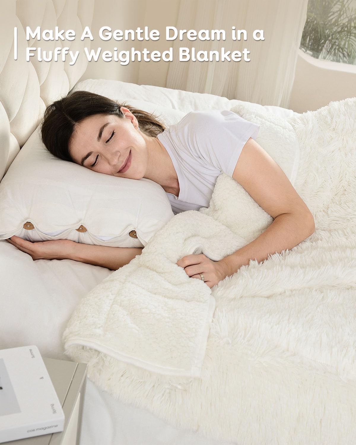 Jacquard Pattern Sherpa Weighted Blanket White