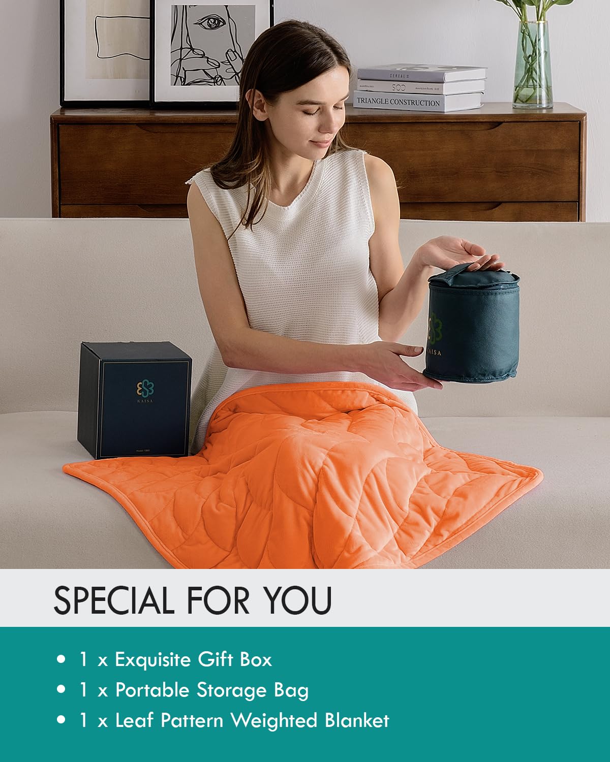 All-Season Orange Portable Travel Weighted Blanket