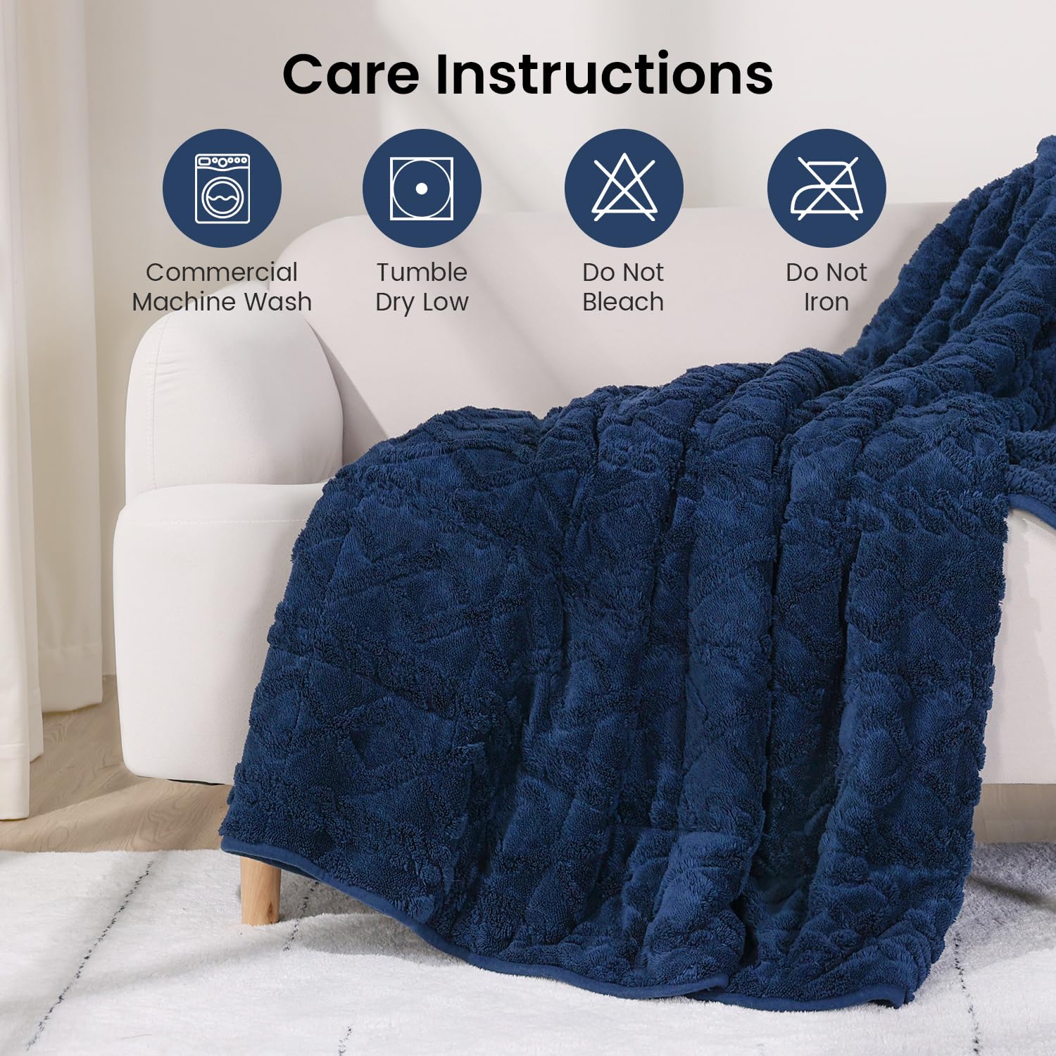 Uttermara Sherpa Fleece Weighted Blankets 12/15/20 lbs – Navy Blue