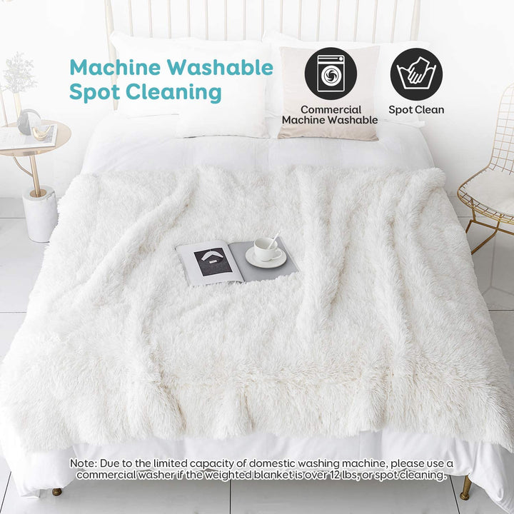Uttermara Weighted Blanket Queen Size 12/15/20 lbs for Adults , Long Shaggy Faux Fur and Cozy Warm Sherpa Reverse Weighted Blankets for Winter, Thick Heavy Blanket for Sofa Bed, Rainbow-0024