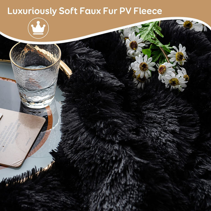 Uttermara Weighted Blanket Queen Size 12/15/20 lbs for Adults , Long Shaggy Faux Fur and Cozy Warm Sherpa Reverse Weighted Blankets for Winter, Thick Heavy Blanket for Sofa Bed, Rainbow-0028