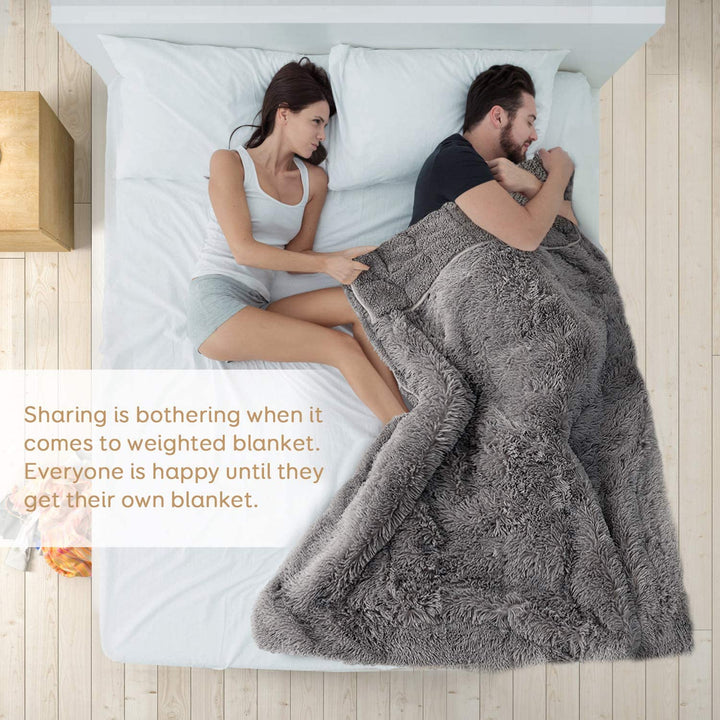 Uttermara Weighted Blanket Queen Size 12/15/20 lbs for Adults , Long Shaggy Faux Fur and Cozy Warm Sherpa Reverse Weighted Blankets for Winter, Thick Heavy Blanket for Sofa Bed, Rainbow-003