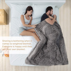 Uttermara Weighted Blanket Queen Size 12/15/20 lbs for Adults , Long Shaggy Faux Fur and Cozy Warm Sherpa Reverse Weighted Blankets for Winter, Thick Heavy Blanket for Sofa Bed, Rainbow-003