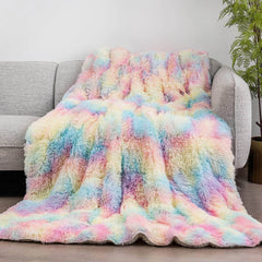 Soft Sherpa Weighted Blanket-Rainbow