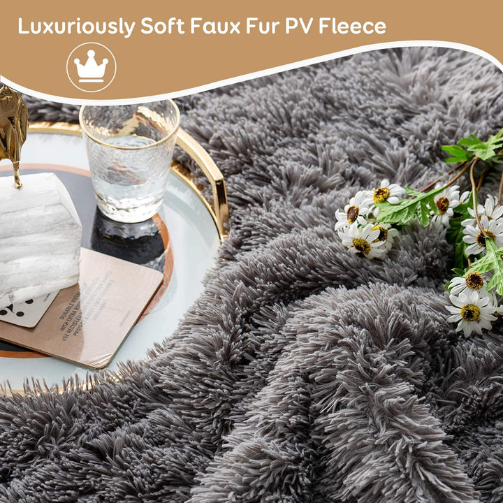 Uttermara Weighted Blanket Queen Size 12/15/20 lbs for Adults , Long Shaggy Faux Fur and Cozy Warm Sherpa Reverse Weighted Blankets for Winter, Thick Heavy Blanket for Sofa Bed, Rainbow-0015