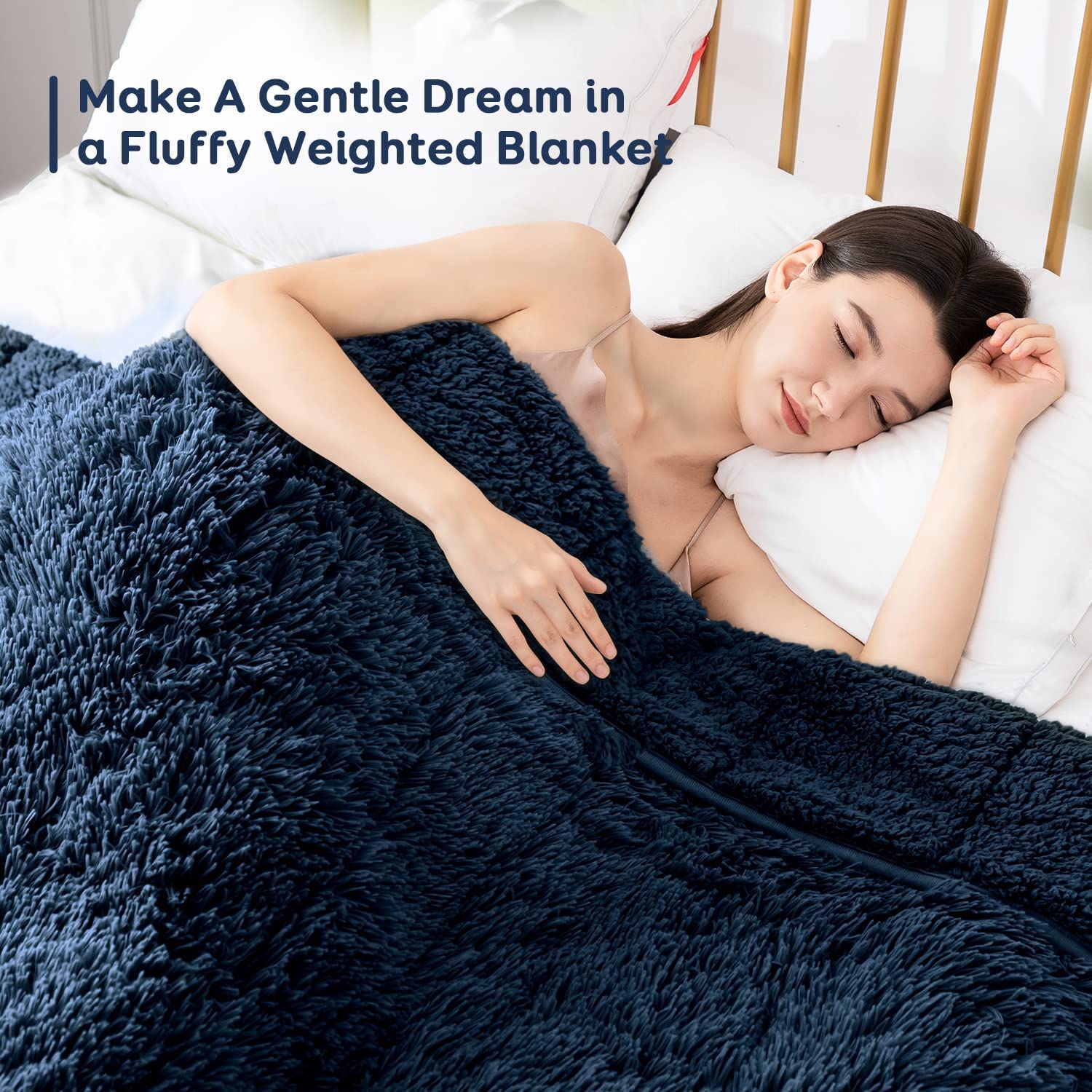 Uttermara Weighted Blanket Queen Size 12/15/20 lbs for Adults , Long Shaggy Faux Fur and Cozy Warm Sherpa Reverse Weighted Blankets for Winter, Thick Heavy Blanket for Sofa Bed, Rainbow-0036