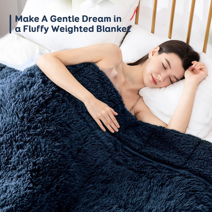 Uttermara Weighted Blanket Queen Size 12/15/20 lbs for Adults , Long Shaggy Faux Fur and Cozy Warm Sherpa Reverse Weighted Blankets for Winter, Thick Heavy Blanket for Sofa Bed, Rainbow-0036
